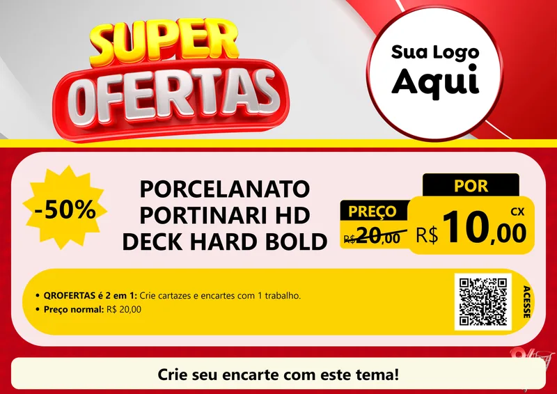 Modelo de Cartaz para Cartaz A4 Horizontal com o tema Super Ofertas para Pisos e revestimentos