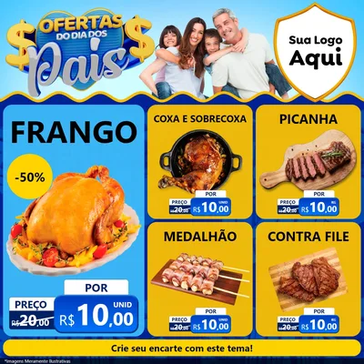 Modelo de Rede Social para Feed Facebook com o tema Ofertas do Dia dos Pais para Assados