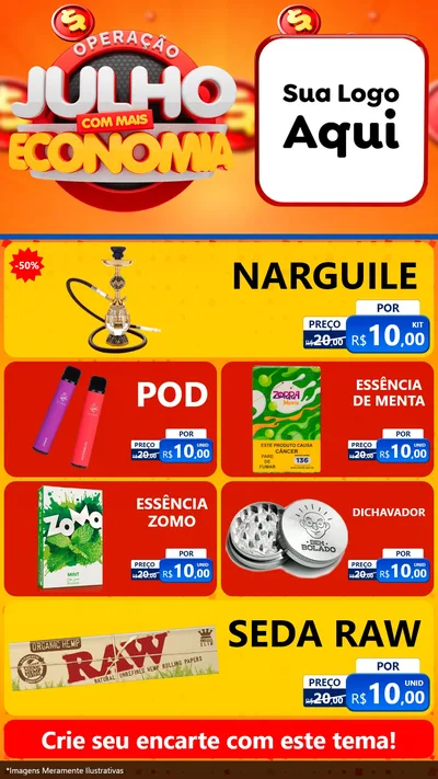 Modelo de TV para TV Vertical com o tema Operação Julho Com Mais Economia para Tabacaria