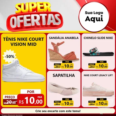 Modelo de Rede Social para Feed Facebook com o tema Super Ofertas para Calçados