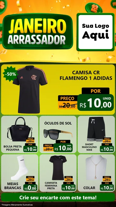 Modelo de Rede Social para Stories com o tema Janeiro Arrasador para Roupas e acessórios