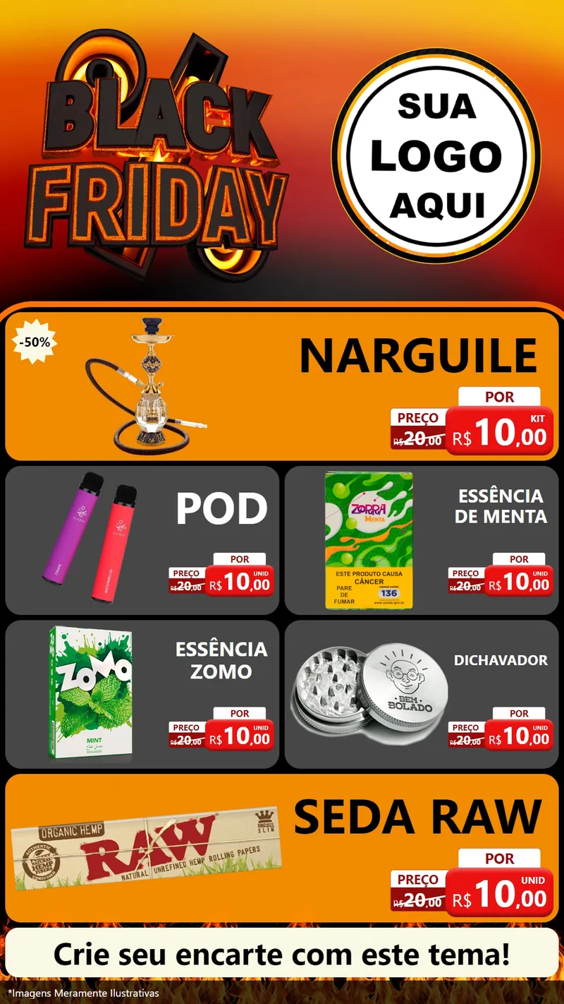 Modelo de TV para TV Vertical com o tema Black Friday para Tabacaria