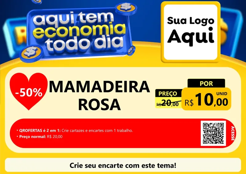 Modelo de Cartaz para Cartaz A4 Horizontal com o tema Aqui Tem Economia Todo Dia para Bebês