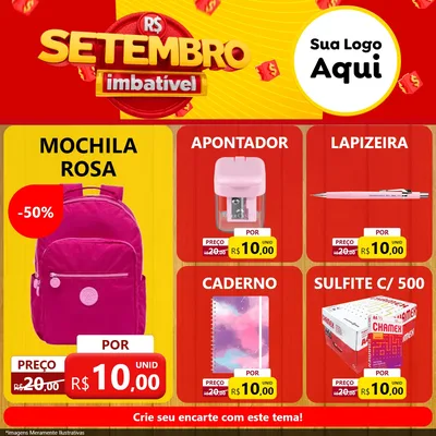 Modelo de Rede Social para Feed Facebook com o tema Setembro Imbatível para Papelaria