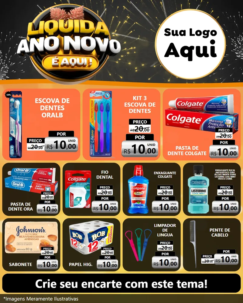 Modelo de Rede Social para Feed Instagram com o tema Liquida Ano Novo É Aqui! para Higiene Pessoal