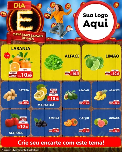 Modelo de Rede Social para Feed Instagram com o tema Dia E - O Dia Mais Barato Do Mês para Hortifrúti