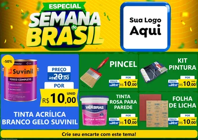 Modelo de Encarte para Encarte A4 Horizontal com o tema Especial Semana do Brasil para Tintas e Ferramentas