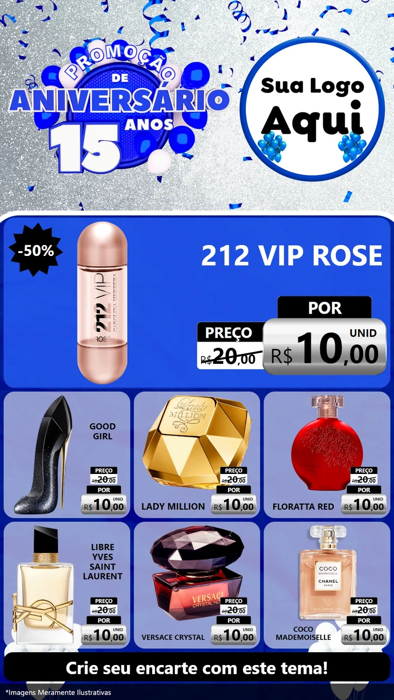Modelo de Rede Social para Stories com o tema Promoção de Aniversário - 15 Anos para Perfumes