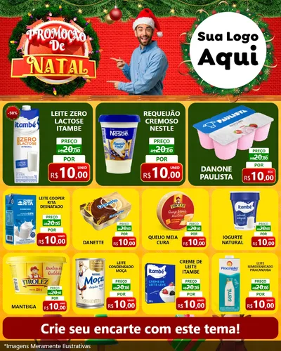 Modelo de Rede Social para Feed Instagram com o tema Promoção de Natal para Frios e Laticínios