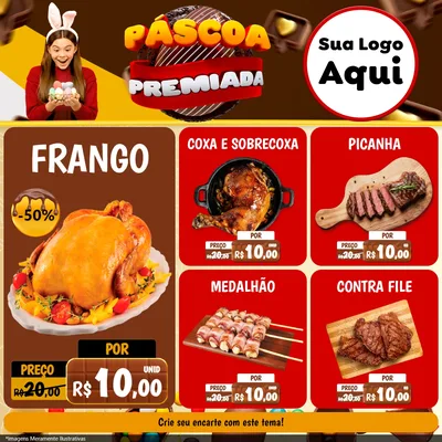 Modelo de Rede Social para Feed Facebook com o tema Páscoa Premiada para Assados
