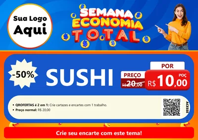Modelo de Cartaz para Cartaz A4 Horizontal com o tema Semana Economia Total para Comida japonesa
