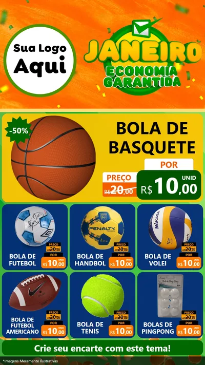 Modelo de Rede Social para Stories com o tema Janeiro - Economia Garantida para Artigos Esportivos