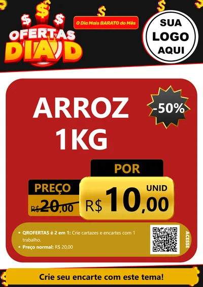 Modelo de Cartaz para Cartaz A4 Vertical com o tema Ofertas Dia D para Supermercado