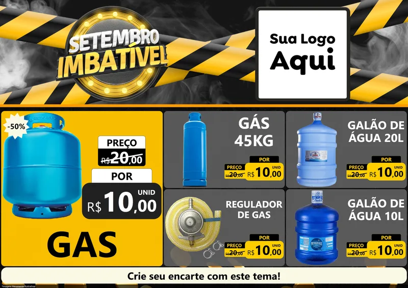 Modelo de Encarte para Encarte A4 Horizontal com o tema Setembro Imbatível para Água e gás