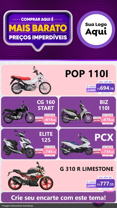 Modelo de TV para TV Vertical com o tema Mais Barato para Concessionaria de Motos