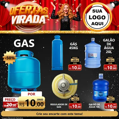 Modelo de Rede Social para Feed Facebook com o tema Ofertas da Virada para Água e gás