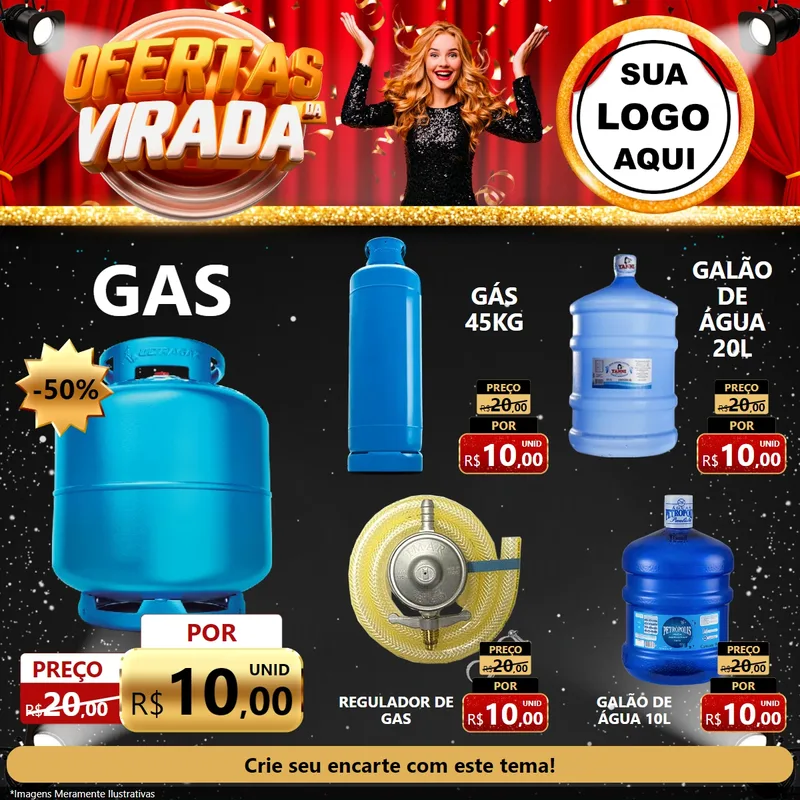 Modelo de Rede Social para Feed Facebook com o tema Ofertas da Virada para Água e gás