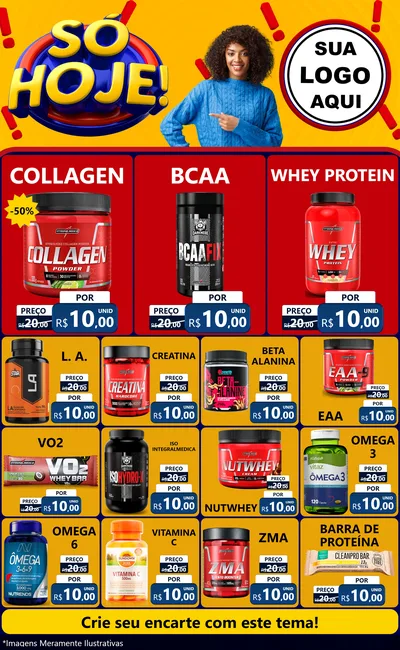 Modelo de Encarte para Encarte Grande com o tema Só Hoje! para Suplementos alimentares