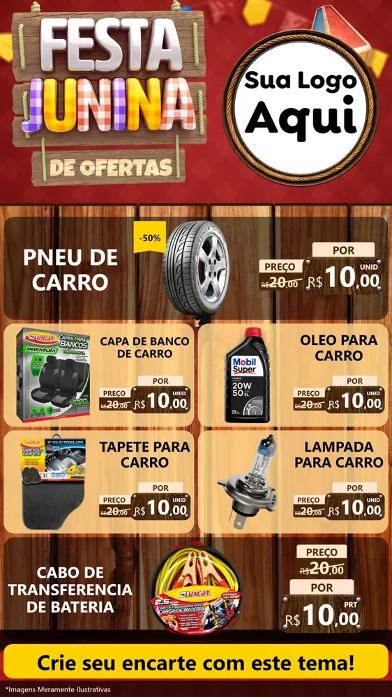 Modelo de TV para TV Vertical com o tema Festa Junina de Ofertas para Auto peças