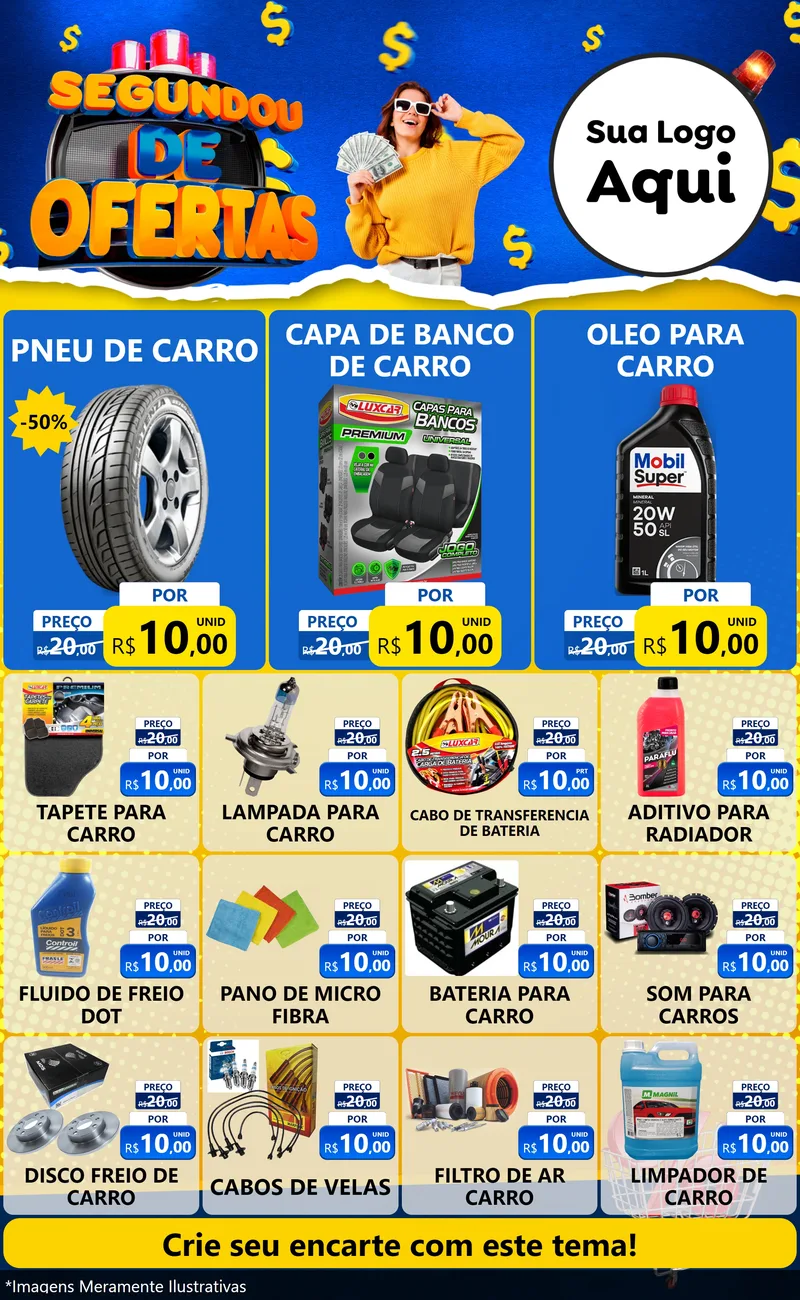 Modelo de Encarte para Encarte Grande com o tema Segundou de Ofertas para Auto peças