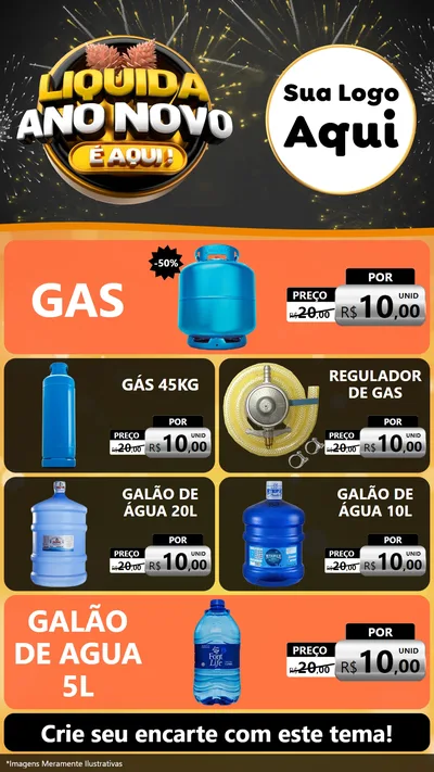 Modelo de TV para TV Vertical com o tema Liquida Ano Novo É Aqui! para Água e gás