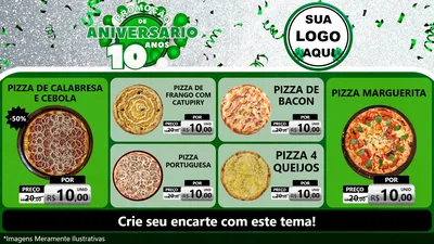 Modelo de TV para TV Horizontal com o tema Promoção de Aniversário - 10 Anos para Pizzaria