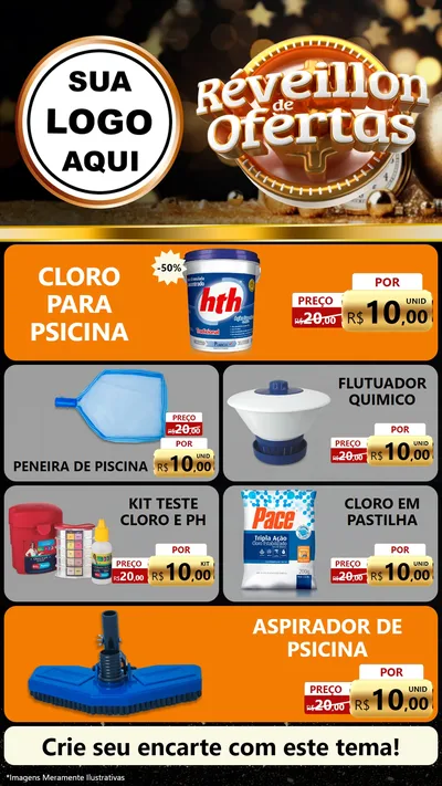 Modelo de TV para TV Vertical com o tema Réveillon de Ofertas para Produtos para Piscina