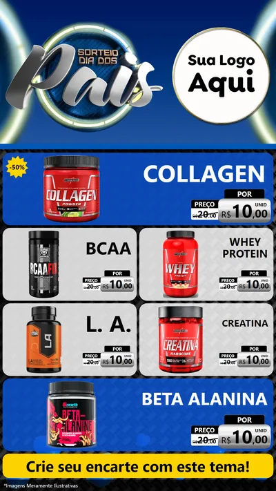 Modelo de TV para TV Vertical com o tema Sorteio Dia Dos Pais para Suplementos alimentares