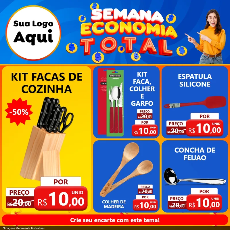 Modelo de Rede Social para Feed Facebook com o tema Semana Economia Total para Utilidades Domésticas