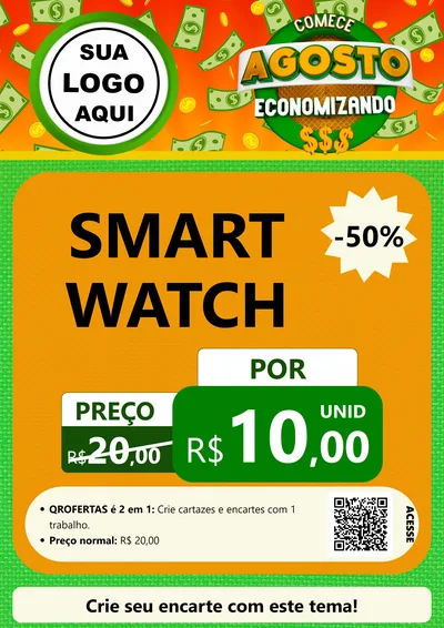 Modelo de Cartaz para Cartaz A4 Vertical com o tema Comece Agosto Economizando para Informática