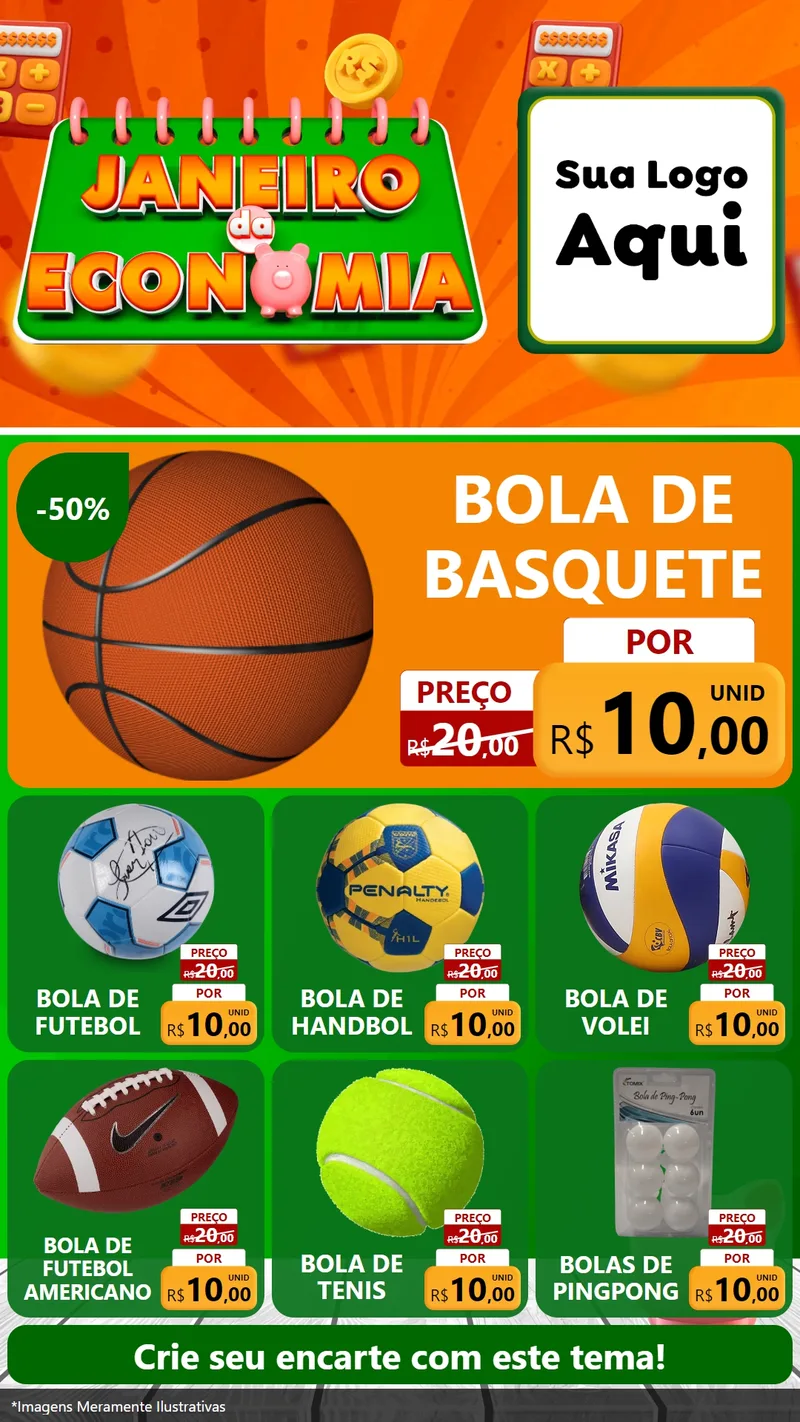 Modelo de Rede Social para Stories com o tema Janeiro da Economia para Artigos Esportivos