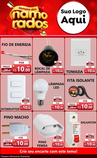 Modelo de Encarte para Encarte Grande com o tema Semana dos namorados para Materiais Elétricos