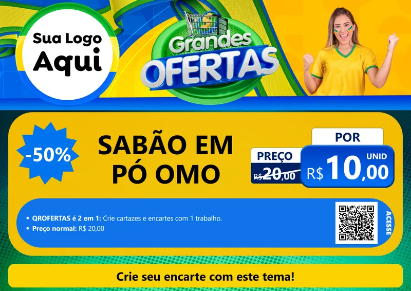 Modelo de Cartaz para Cartaz A4 Horizontal com o tema Grandes Ofertas para Produtos de Limpeza