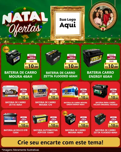 Modelo de Rede Social para Feed Instagram com o tema Natal de Ofertas para Baterias Elétricas