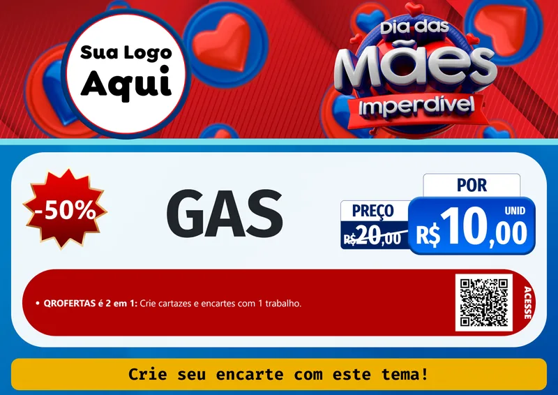 Modelo de Cartaz para Cartaz A4 Horizontal com o tema Dia Das Mães Imperdível para Água e gás