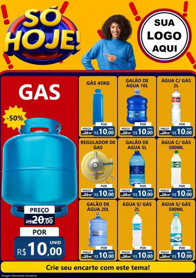 Modelo de Encarte para Encarte A4 Vertical com o tema Só Hoje! para Água e gás