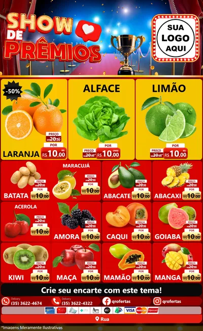 Modelo de Encarte para Encarte Grande com o tema Show de Prêmios para Hortifrúti
