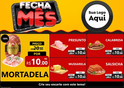 Modelo de Encarte para Encarte A4 Horizontal com o tema Fecha Mês para Frios e Laticínios