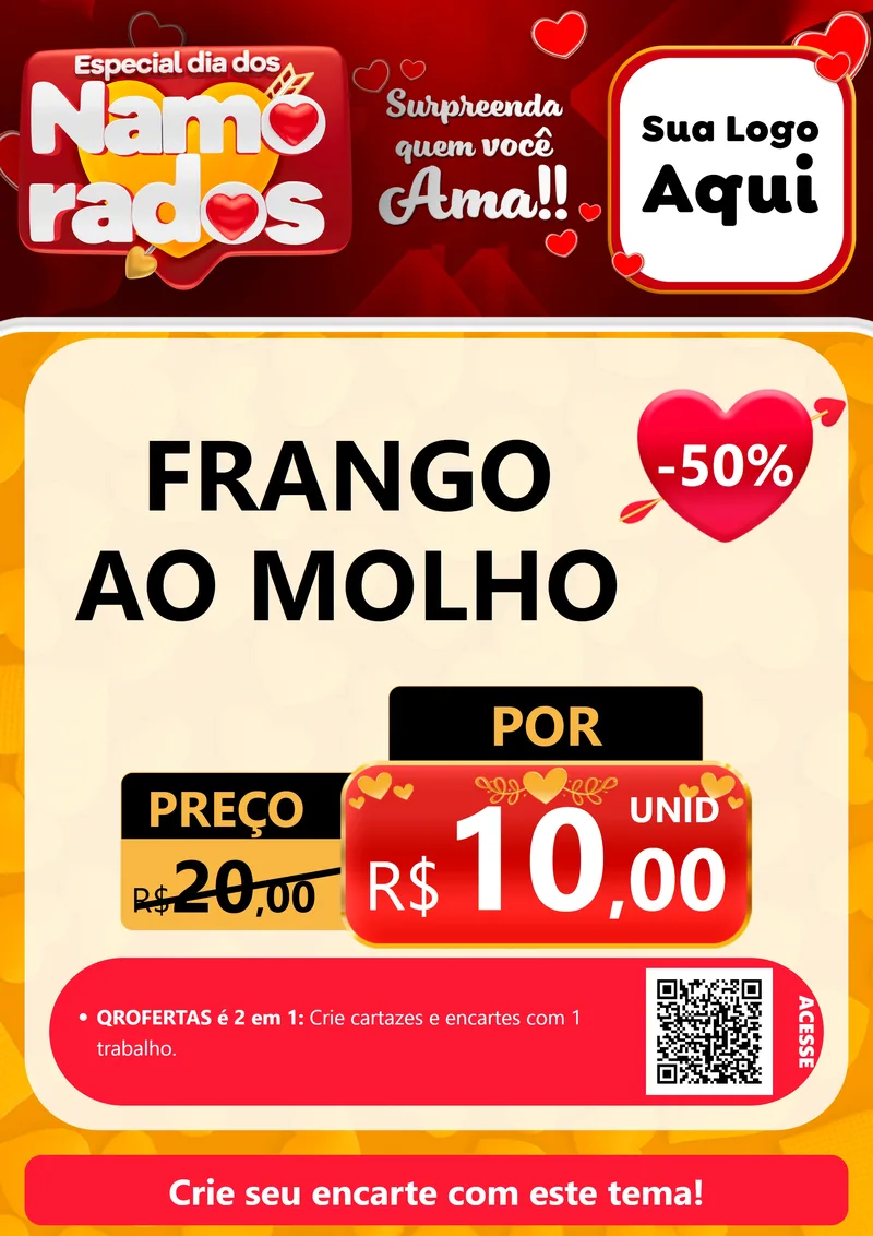 Modelo de Cartaz para Cartaz A4 Vertical com o tema Especial Dia dos Namorados para Restaurante