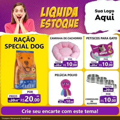 Modelo de Rede Social para Feed Facebook com o tema Liquida estoque para Pet Shop