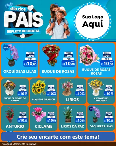 Modelo de Rede Social para Feed Instagram com o tema Dia Dos Pais Repleto de Ofertas para Floricultura e jardim
