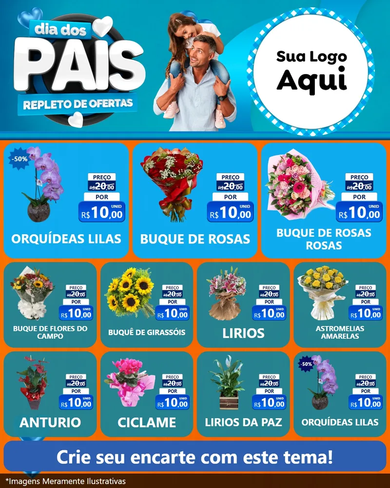 Modelo de Rede Social para Feed Instagram com o tema Dia Dos Pais Repleto de Ofertas para Floricultura e jardim