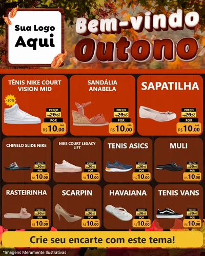 Modelo de Rede Social para Feed Instagram com o tema Bem-vindo Outono para Calçados