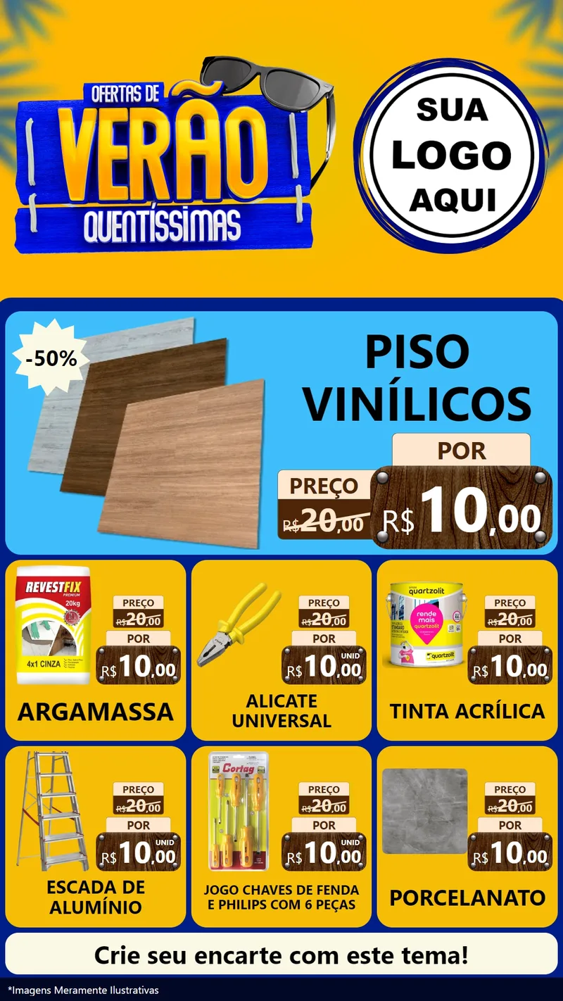 Modelo de Rede Social para Stories com o tema Ofertas de Verão Quentíssimas para Material para Construção