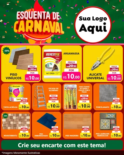 Modelo de Rede Social para Feed Instagram com o tema Esquenta de Carnaval para Material para Construção