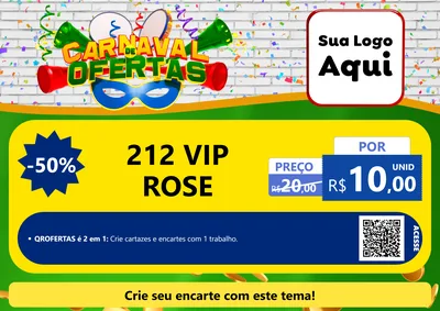 Modelo de Cartaz para Cartaz A4 Horizontal com o tema Carnaval de Ofertas para Perfumes