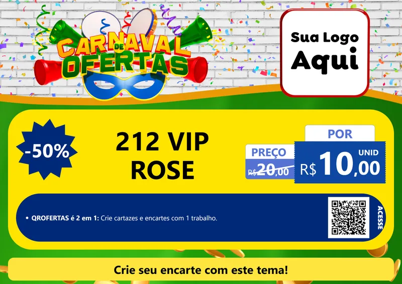 Modelo de Cartaz para Cartaz A4 Horizontal com o tema Carnaval de Ofertas para Perfumes
