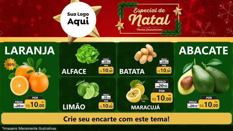 Modelo de TV para TV Horizontal com o tema Especial de Natal para Hortifrúti