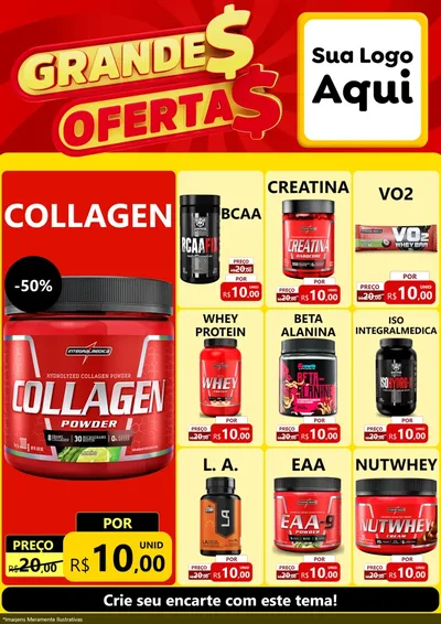 Modelo de Encarte para Encarte A4 Vertical com o tema Grandes Ofertas para Suplementos alimentares