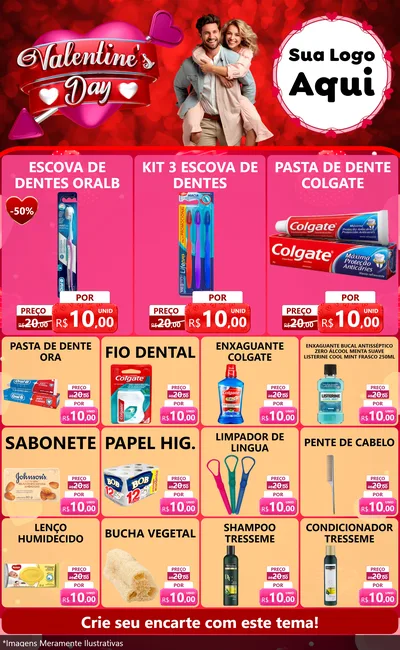 Modelo de Encarte para Encarte Grande com o tema Valentine's Day para Higiene Pessoal